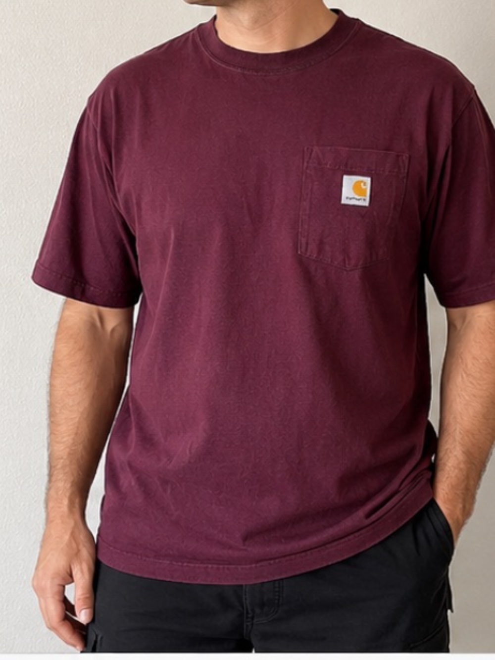 Carhartt Relaxed Fit Pocket T Shirt Men’s XL Burgundy Heavyweight Workwear Tee
